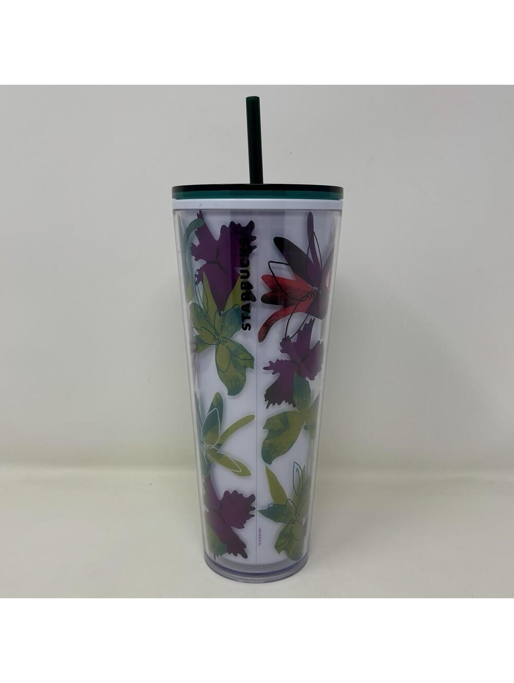 Starbucks 2022 Spring White Floral Cold Cup & Straw Acrylic Venti Tumbler 24oz